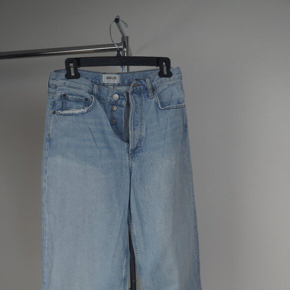 Agolde Denim - Agolde Light Wash Wide -Leg Ren Jean in Orten  Womens 25